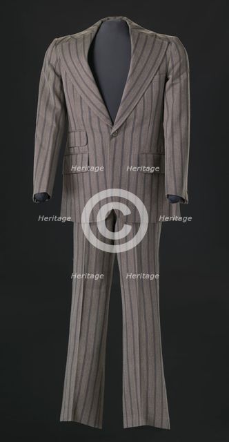 Brown pin-striped suit worn by Sammy Davis Jr., 1970s. Creator: Certo's Custom Tailors.
