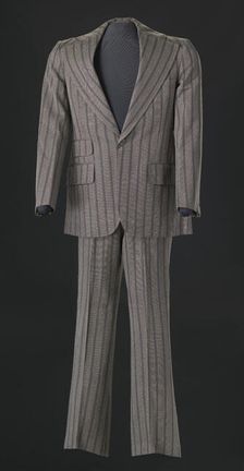 Brown pin-striped suit worn by Sammy Davis Jr., 1970s. Creator: Certo's Custom Tailors