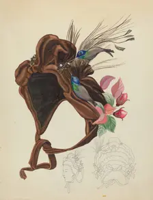Brown Velvet Cap, c. 1940. Creator: Unknown