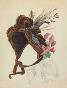 Brown Velvet Cap, c. 1940. Creator: Unknown
