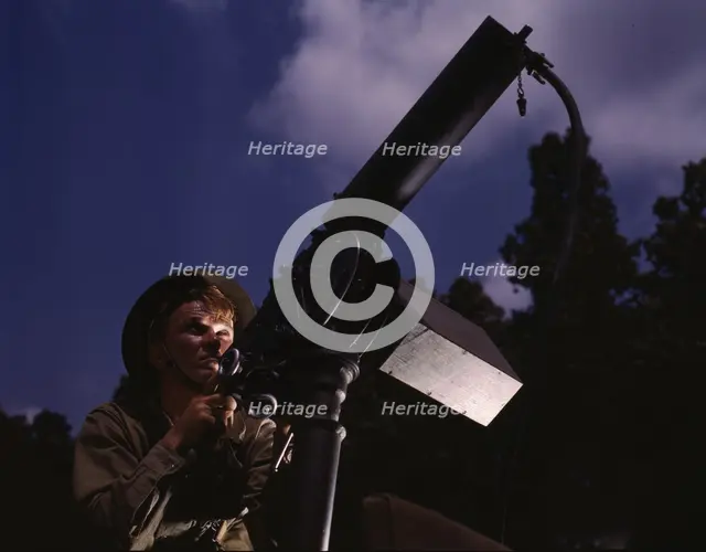 Browning machine gunner, Ft. Knox, Ky., 1942. Creator: Alfred T Palmer.