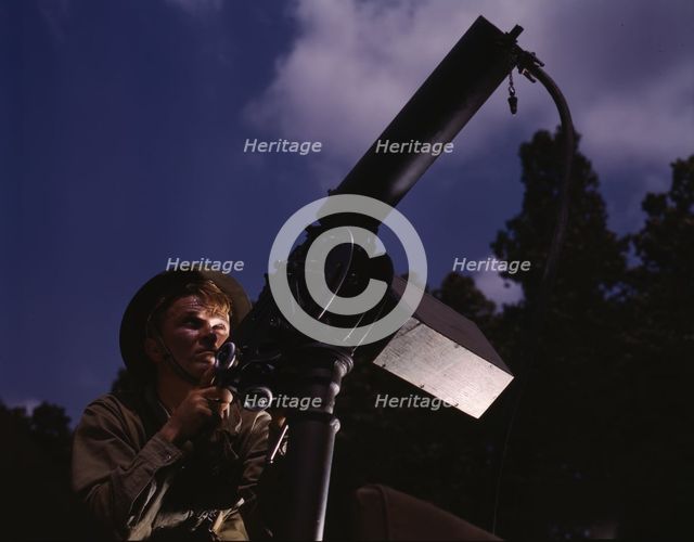 Browning machine gunner, Ft. Knox, Ky., 1942. Creator: Alfred T Palmer.