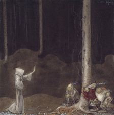 Brother St. Martin and the Three Trolls, 1913. Creator: John Bauer