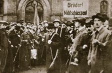 Brothers, Don't Shoot! placard during the German Revolution, Berlin, c1918-c1919. Creator: Unknown