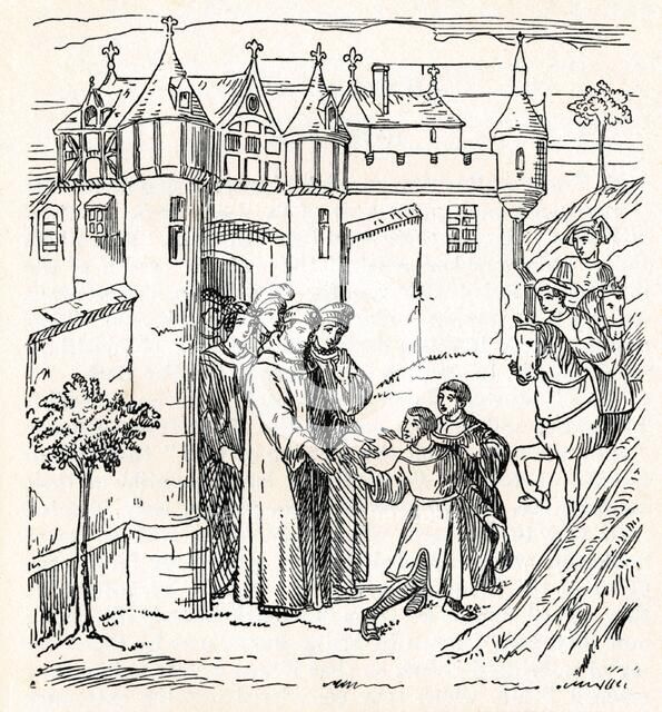 Brothers Polo set out from Constantinople with, Marco for China (c1300), 1912). Artist: Unknown