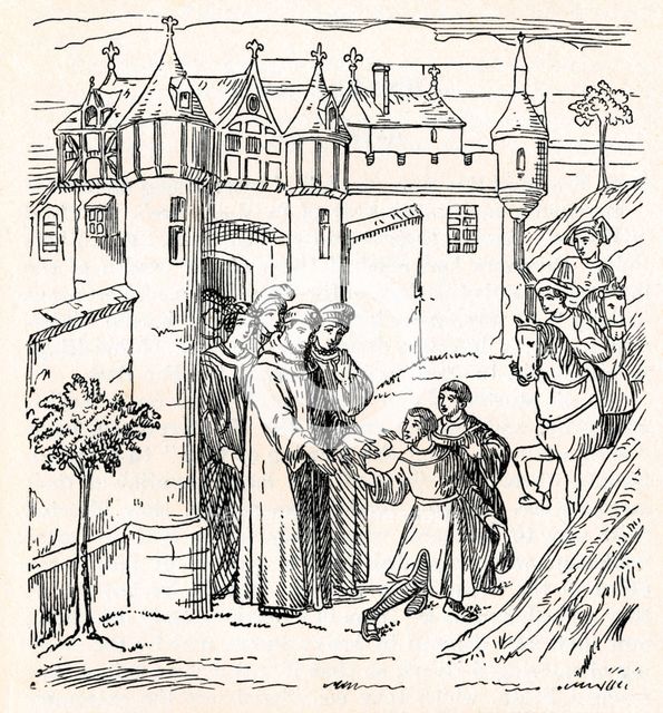 Brothers Polo set out from Constantinople with, Marco for China (c1300), 1912). Artist: Unknown
