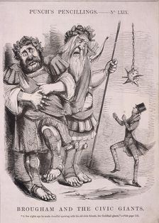 Brougham and the Civic Giants 1848. Artist: Anon