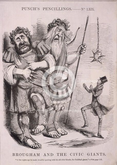 'Brougham and the Civic Giants', 1848. Artist: Anon