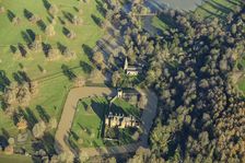 Broughton Castle fortified house, gatehouse and moat, Oxfordshire, 2024. Creator: Damian Grady