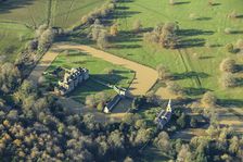 Broughton Castle fortified house, gatehouse and moat, Oxfordshire, 2024. Creator: Damian Grady