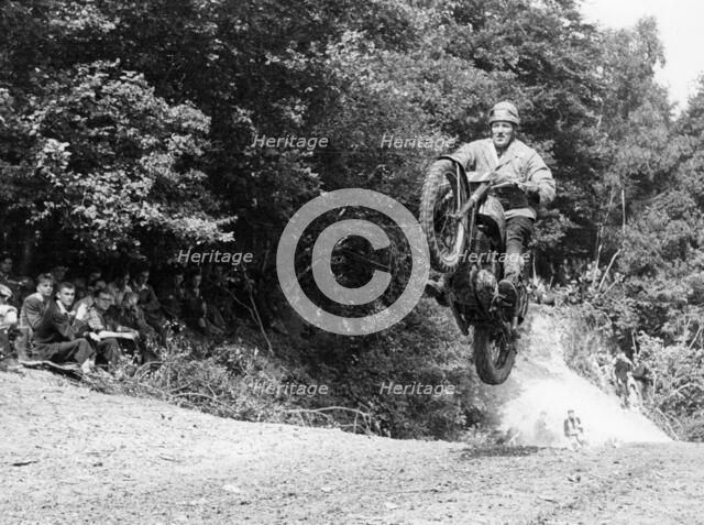 BSA motorbike competing in the Motocross des Nations, 1952. Artist: Unknown