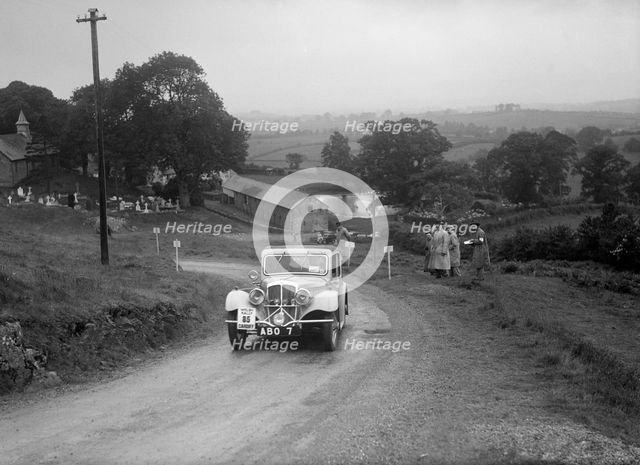 BSA saloon of RS Bevan competing in the South Wales Auto Club Welsh Rally, 1937 Artist: Bill Brunell.