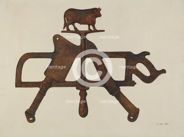 Butcher's Sign, c. 1938. Creator: Vera Van Voris.