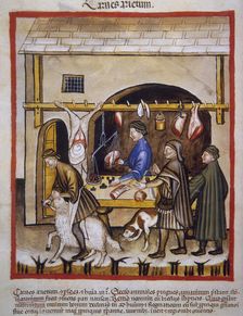 Butchering sheep, 14th century. Creator: Unknown