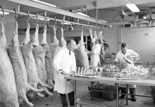 Butchers at work, Landskrona, Sweden, 1967. Creator: Unknown