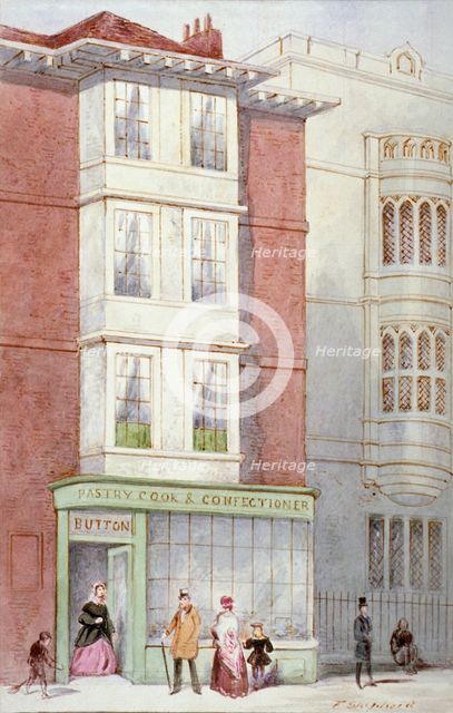 Button's pastry and confectionery shop, 187 Fleet Street, City of London, 1887. Artist: Frederick Napoleon Shepherd