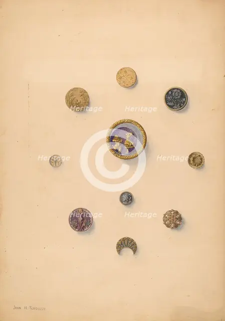 Buttons, c. 1937. Creator: John H. Tercuzzi.