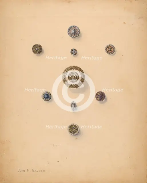 Buttons, c. 1937. Creator: John H. Tercuzzi.