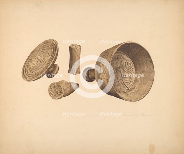 Butter Print and Mold, 1935/1942. Creator: Georgine E. Mason.