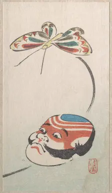 Butterfly and Mask of Yakko (the footman of a samurai), 18th-19th century. Creator: Ayaoka