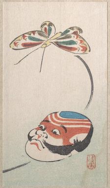 Butterfly and Mask of Yakko (the footman of a samurai), 18th-19th century. Creator: Ayaoka