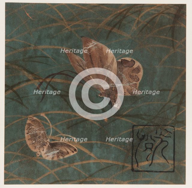 Butterflies and grasses, Edo period, early 17th century. Creator: Hon'ami Kôetsu.