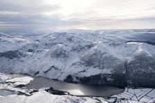 Buttermere Lake and Fell in the snow, Lake District National Park, Cumbria, 2018. Creator: Emma Trevarthen