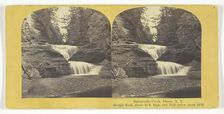 Buttermilk Creek, Ithaca, N.Y. Steeple Rock, about 50 ft. high, and Falls below about 50 ft., 1860/6 Creator: J. C. Burritt