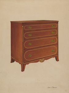 Butternut Wood Chest of Drawers, c. 1938. Creator: Lon Cronk