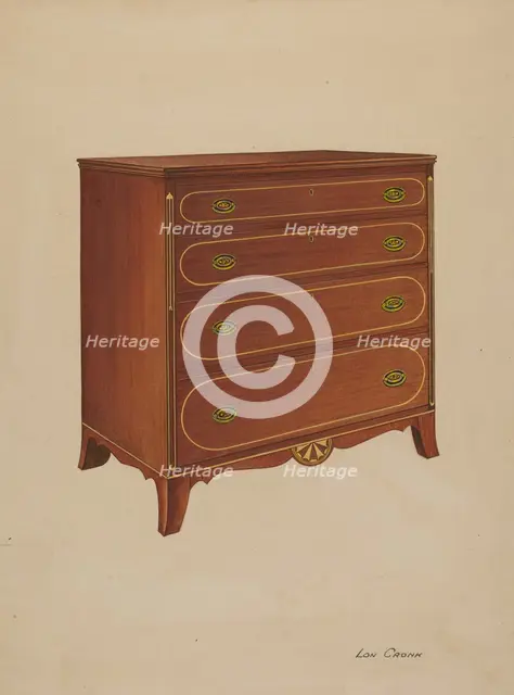 Butternut Wood Chest of Drawers, c. 1938. Creator: Lon Cronk.