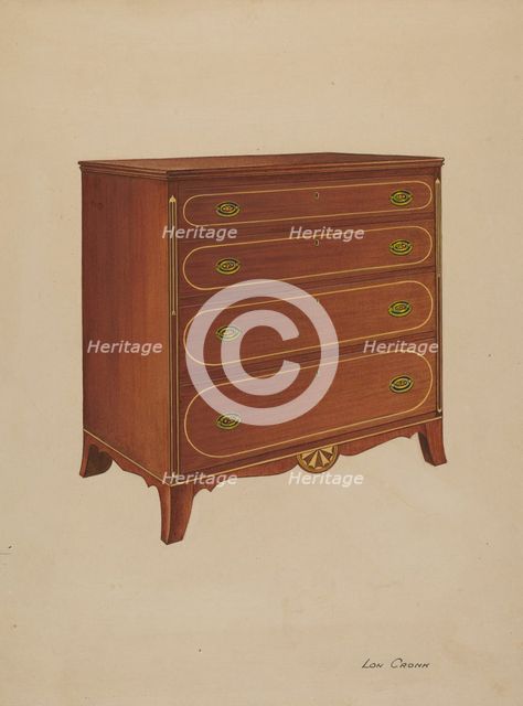 Butternut Wood Chest of Drawers, c. 1938. Creator: Lon Cronk.