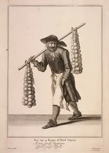 Buy my 4 Ropes of Hard Onyons Cries of London, (c1688?). Artist: Anon