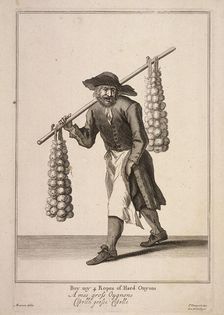 Buy my 4 Ropes of Hard Onyons Cries of London, (c1688?). Artist: Anon