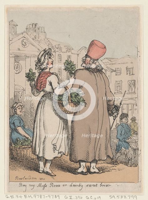 Buy My Moss Roses, or Dainty Sweet briar, 1811., 1811. Creator: Thomas Rowlandson.