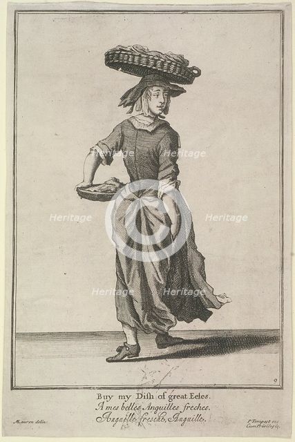 'Buy my Dish of great Eeles', Cries of London, (c1688?). Artist: Pierce Tempest
