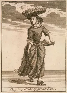 Buy my Dish of great Eels Cries of London, (c1688?). Artist: Anon