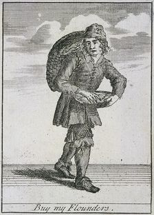 Buy my Flounders Cries of London, (c1688?). Artist: Anon