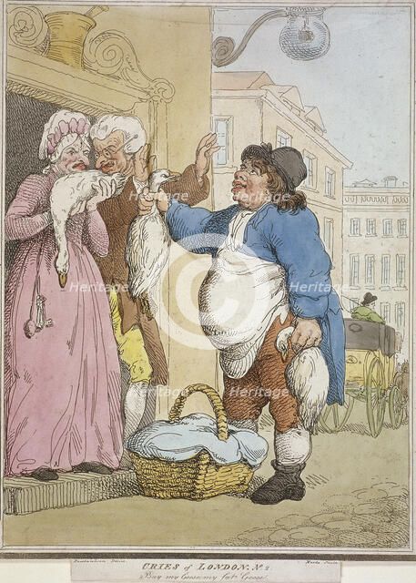 'Buy my Goose, my fat Goose', plate II of Cries of London, 1799. Artist: H Merke