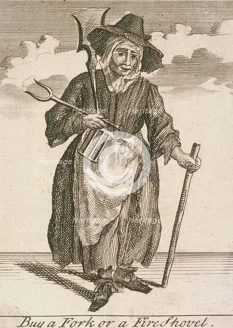 'Buy a Fork or a Fire Shovel', Cries of London, (c1688?). Artist: Anon