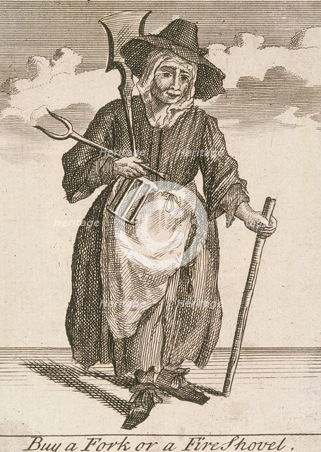 'Buy a Fork or a Fire Shovel', Cries of London, (c1688?). Artist: Anon