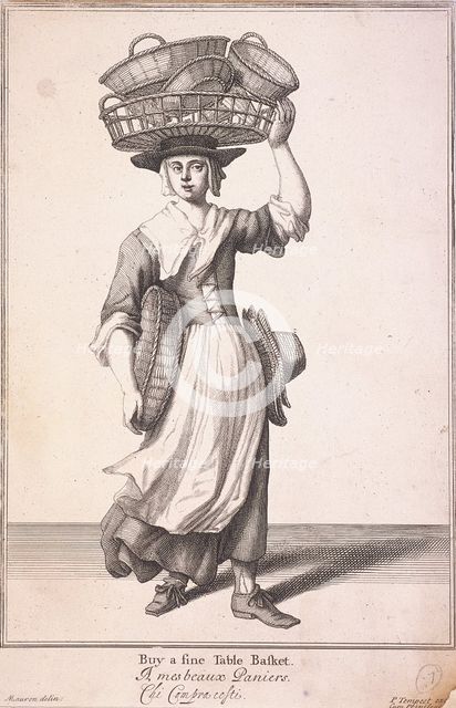 'Buy a fine Table Basket', Cries of London, (1688?). Artist: Anon