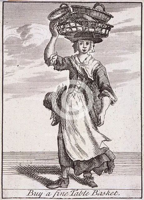 'Buy a fine Table Basket', Cries of London, (c1688?). Artist: Anon