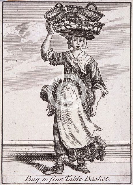 'Buy a fine Table Basket', Cries of London, (c1688?). Artist: Anon