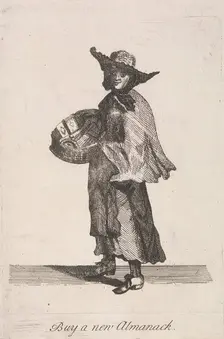 Buy a new Almanack Cries of London, (c1688?). Artist: Anon