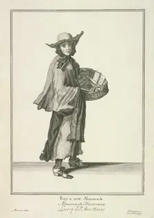 Buy a new Almanack Cries of London, (c1688?). Artist: Pierce Tempest