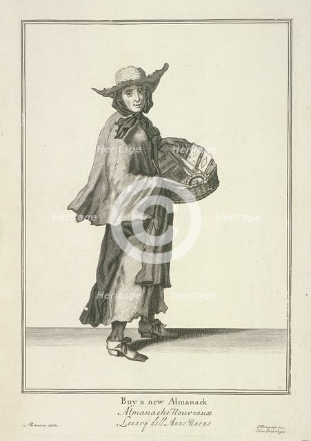 'Buy a new Almanack', Cries of London, (c1688?). Artist: Pierce Tempest