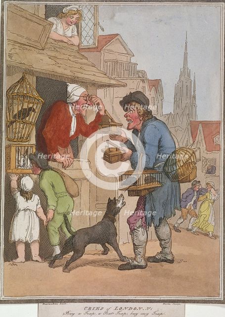'Buy a Trap, a Rat Trap, buy my Trap', plate I of Cries of London, 1799. Artist: H Merke
