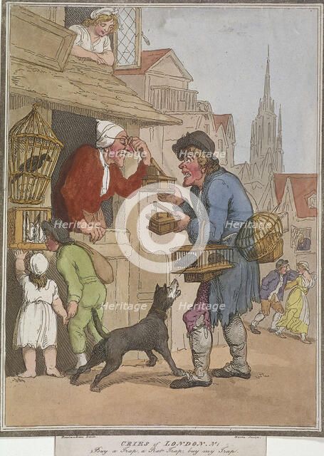 'Buy a Trap, a Rat Trap, buy my Trap', plate I of Cries of London, 1799. Artist: H Merke