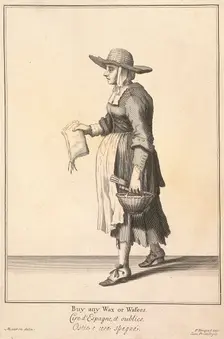 Buy any Wax or Wafers Cries of London, (c1688?). Artist: Pierce Tempest