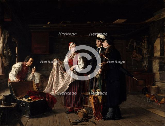 Buying National Costumes in Säkylä, 1878. Creator: Arvid Liljelund.